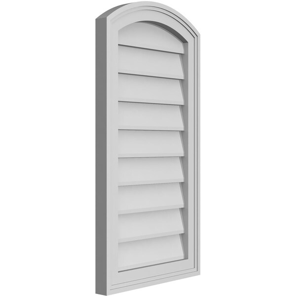 Arch Top Surface Mount PVC Gable Vent: Functional, W/ 2W X 1-1/2P Brickmould Frame, 16W X 30H